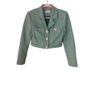 Alvin Luo Cropped houndstooth green jacket size small